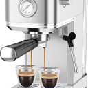 CHULUX Slim Espresso Machine with Milk Frother, 20 Bar Professional Italian Pump Espresso Coffee Machine for Home Cappuccino & Latte Maker, Stainless Steel, Silver