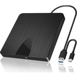 External Blu Ray Drive, USB 3.0 and Type-C Blu Ray Burner Portable Blu Ray DVD/CD/BD Player, 3D Optical Bluray Drive Compatible with Windows XP/7/8/10/11 Macos for MacBook Laptop Desktop