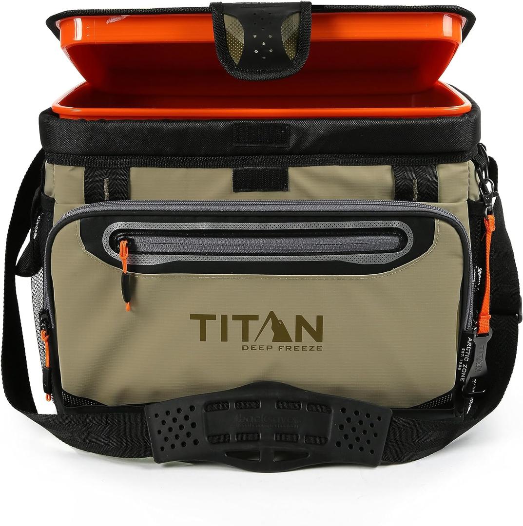 Arctic Zone Titan Deep Freeze Cooler - Zipperless Hardbody Cooler - Small & Large Capacity- Beach & Camping Cooler - Deep Freeze Insulation, HardBody Liner, and SmartShelf (Moss)