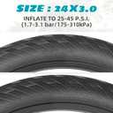 1/2 Pack 20/24/26x3.0 Fat Bike Tires ebike Tires with Tubes MTB Heavy Duty Wear-Resistant E-Bike Mountain Snow Bike Tire 20/24/26 x 3 Fat tireBlack