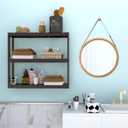 Domax Bamboo Bathroom Shelf 3-Tier Wall Mount Storage Rack Multifunctional Adjustable Layer Free Standing Over Toilet Utility Shelves Living Room Kitchen (Brown)