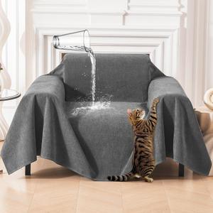 Deep Dream Cat-Scratch Resistant Armchair Couch Cover, Waterproof Sofa Cover for Dogs, Pet Friendly Couch Protectors Anti Slip Thickened Slipcovers for Dogs Pets, 71" x 91", Dark Grey