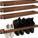 Wenqik 4 Pcs Wall Mounted Shoe Rack 30 Inch Rustic Wood Wall Hanging Shoe Rack Space Saving Footwear Holder Shoe Storage Organizer for Mudroom, Entryway, Closet (Burnt Wood)