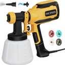 Paint-Sprayer, 700W HVLP Spray Gun with Cleaning & Blowing Joints, 4 Nozzle Sizes & 3 Spray Patterns, Easy to Clean, for Furniture, Cabinets, Decks, Walls, Doors, DIY Projects, etc. (Yellow)