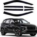 Window Visor 6 Piece Set for Hyundai Tucson 2022 2023 2024 2025 Safe RAIN Out-Channel Guard Deflector (for Tucson 22-25 6-Piece)