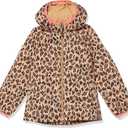 Amazon Essentials Girls and Toddlers' Lightweight Water-Resistant Hooded Packable Mock Puffer Jacket (X-Small, Camel Cheetah Print)