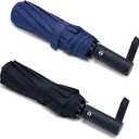 PFFY 2 Packs Travel Umbrella Windproof Auto Open & Close Collapsible Folding Small Compact Backpack Car travel Essentials Purse Umbrellas for Rain (Black + Blue)