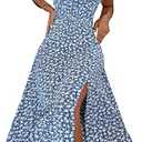 Floerns Women's Summer Split Thigh Spaghetti Strap Cami Midi Floral Dress Size S