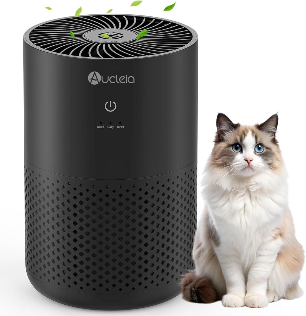 Air Purifiers for Bedroom up to 588 Ft, 20dB Bedroom Air Purifier for Small Room Removes Dust Pets Hair Smoke Odor with Aromatherapy Function(Black) (Standard Size)