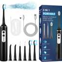 Electric Toothbrush with Water Flosser Combo, 3 in 1 Ultrasonic Toothbrush & Dental Oral Irrigator & Tooth Cleaner with 4 Modes, One Switch from Sonic Brushing to Water Flossing for Home Travel