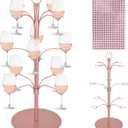 Goldmeet 3 Tier Cocktail Tree Stand, Champagne Tower with 12 Holders, Metal Glasses Holder with Crystal Stickers for Cocktails Martini Wine, Drink Display Tree for Home Bar Wedding Party