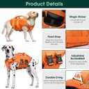 Kuoser Dog Life Jacket, High Flotation Reflective Dog Life Vest, Orange, M