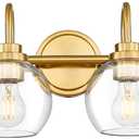 Bathroom Light Fixtures, 4-Light Brushed Gold Vanity Lights with Globe Clear Glass, 30 Inch Champagne Bronze Vanity Lighting Fixtures Over Mirror, AD-22280-4W-GD