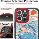 3 x Bouvardia for iPhone 16 Pro Max Case - Multi-Scenario Kickstand & Ocean Whale Shark Pattern - Compatible with Magsafe - Aesthetic Cute Design for Women and Girls