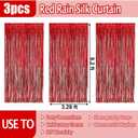 Torerun Red Backdrop Party Decorations - 3 Pack of 3.2x8.2ft Foil Fringe Curtains Streamers Backdrop for Valentines Day Decorations, Birthday, Christmas Backdrop Decorations