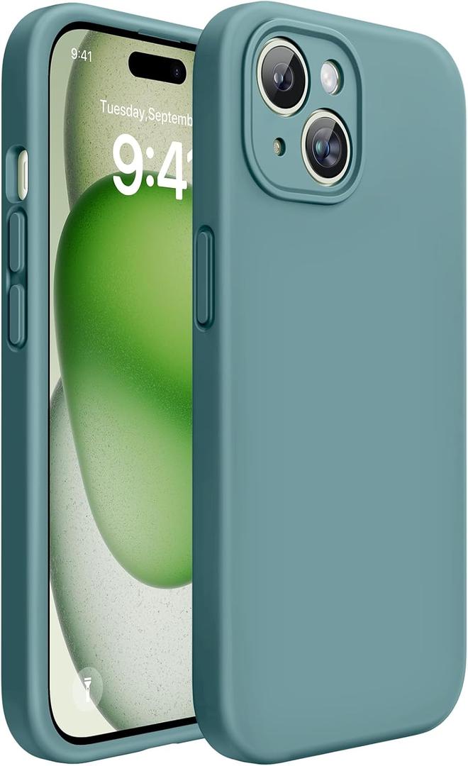 Miracase Compatible with iPhone 15 Case, [Soft Anti-Scratch Microfiber Lining], Liquid Silicone Case Gel Rubber Shockproof Drop Protection Phone Case for iPhone 15, Midnight Green