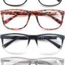 Reading Glasses for Men +5.00 Oversized Large Square Men's Readers 4 Pack Lightweight Wide Cheaters Glasses w/Spring Hinges