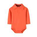 Teach Leanbh Infant Baby Polo Bodysuit Cotton Long Sleeve Pure Color Shirt 3-24 Months (6 Months, Orange)