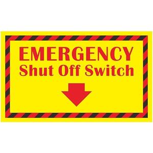 Emergency Shut Off Switch Sign Label 8"x5" Adhesive-Poly Vinyl for Electrical Warning Stickers Self Adhesive Yellow/Red/Black Tag  60 Pack
