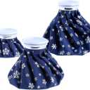 Ice Bags for Injuries Reusable: Ohuhu 3 Packs Ice Cold Packs Ice Bag Hot Water Hot & Cold Therapy Pain Relief for Knee Leg Injury No-Leak Breathable Waterproof Ice Bags 3 Sizes 6"/9"/11", Dark Blue