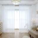 Window White Sheer Curtains 120 Inches Length 2 Panels Set Window Sheer White Curtains Basic Rod Pocket for Bedroom Children Living Room Yard Kitchen (White, 94" x 120")