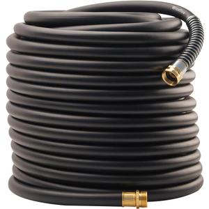 Wiseflow Garden Hose 150FT x 5/8", Heavy Duty Rubber Hose, Water Hose with Five Layered Braiding, Male Female Fittings, 1000PSI Burst, 300PSI Working for Yard, Car Wash, Pets (Black)
