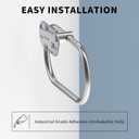 Adhesive Towel Holder for Bathroom Brushed Nickel No Drill Hand Towel Ring Stainless Steel and Zinc Alloy Self Adhesive Towel Hanger for Bath, Kitchen