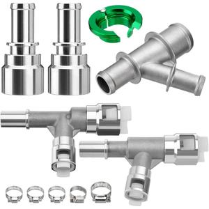 Heater Hose Connector Kit, 800-403HP Heater Core Hose Connectors+39190 Disconnect Tool+800-413HP and 800-413HP Metal Heater Hose Connector+Coolant Radiator Hose Y Junction Connector (with Hose Clamps), 6 PCS