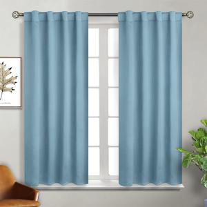 BGment Rod Pocket and Back Tab Blackout Curtains for Bedroom - Thermal Insulated Room Darkening Curtains for Living Room, 2 Window Curtain Panels (38 x 45 Inch, Greyish Blue)