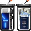 Temdan 2 Pcs Waterproof Phone Pouch, [Up to 10" Large] Universal IPX8 Waterproof Cell Phone Case Dry Bag with Lanyard for iPhone 16 Pro Max/16E/15/14/13,Galaxy S25 Ultra/S24/S23 for Vacation -Black