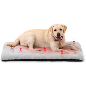 Self Warming Dog Bed for Crate Washable, 36" x 23" Plush Dog Crate Pad for Medium to Large Dogs, Ultra Soft Non Slip Kennel Sleeping Mat, Fits Metal Crates, Grey