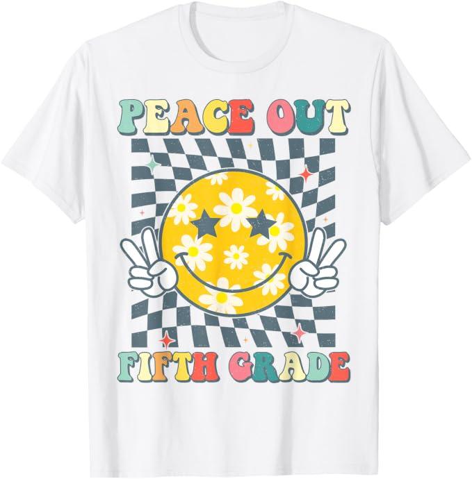 Peace Out Fifth Grade Last Day Of 5th Grade Graduation T-Shirt, S
