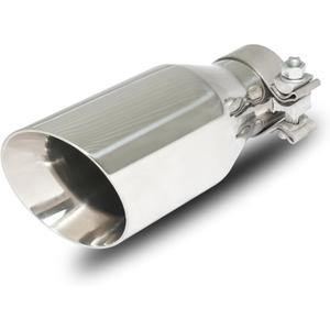 2.5 inch inlet to 4.0 inch Outlet Exhaust Tip 9 inch Overall Lengthen, Double Wall Slant Cut Stainless Steel Exhaust Tail Tips Universal for 2.5" OD Tailpipe