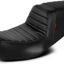 One-Piece Driver and Passenger Seat with Striped Pattern Stitching Fit for Harley Touring Road King 1997-2007 Street Glide 2006-2007 (Black Stitching)