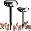 2026 Upgraded Solar Ultrasonic Animal Repeller Outdoor, Sonic Fortress Pro Deer Repellent with Motion, Waterproof, Cat Deterrent for Garden Yard, Squirrel Raccoon Skunk Rabbit Dog Bird (Black, 2-Pack)