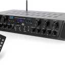 Pyle Wireless Home Audio Amplifier System - Bluetooth Compatible 6 Channel Stereo Receiver, 600W Max Power, Simple Karaoke with Dual Mic Inputs with Tone Control, PA with Talk Over - PTA66BT.6