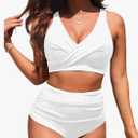 Yonique High Waisted Two Piece Swimsuit-Womens Bikini Set Tummy Control Bathing Suit Modest Full Coverage Bikini, Medium