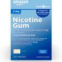 Amazon Basic Care Uncoated Nicotine Polacrilex Gum 2 mg, Original Flavor, Stop Smoking Aid, 310 Count BBD: 03/2027