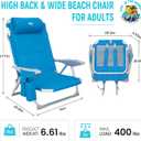 #WEJOY Beach Chair for Adults, Reclining Adjustable Position,Lay Flat Lightweight Folding Portable Aluminum Chair with Backpack Straps,Padded headrest, Heavy Duty 400 lbs Lawn Chair for Beach, 2 Pack