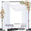 SLOW DOLPHIN Pipe and Drape Photography Backdrop Stand Kit Adjustable Photo Background Stand 10ft x 10ft with Metal Base for Parties Weddings Birthday Party Events Photo Booth(Black)