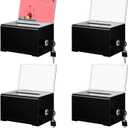 4 Pcs Donation Boxes for Fundraising, Black Acrylic Raffle Ticket Boxes with Slot Tip Box with Lock and Sign Holder Suggestion Ballot Box for Donation Voting Raffle Secure Storage