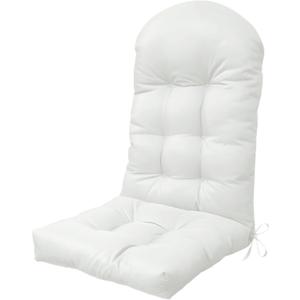 Adirondack Chair Cushion, 44x19x5 Inches, Enlarged Thickened Rocking Chair Pad with Splash Proof Fabric, High Back Support with Ties (Milk White)
