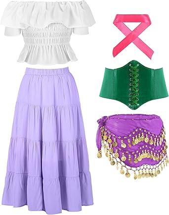 Halloween Gypsy Costume Accessories for Women Fortune Teller Pirate Dancer for Renaissance Medieval M