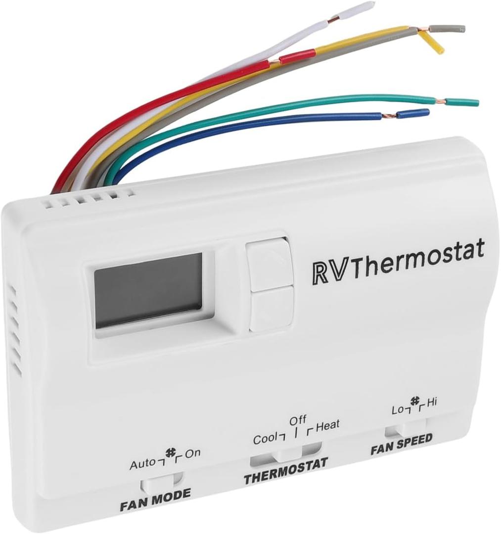 Upgrade RV Digital Thermostat with Heat/Cool Systems, Compatible with 83303362 T-Stat Wall Thermostat Air Conditioner, Temperature Adjustment 98F to 33F-White