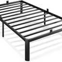 Metal Bed Frame Twin Size, 14 Inch 3500 lbs Heavy Duty Platform Bed Frames Steel Slats Noise Free No Box Spring Needed, Easy Assemble Sturdy Bedframe Rounded Corner with Storage and Mattress Retainers