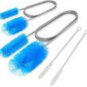 SARDVISA Flexible Long Drain Brush Tool with Large Double Elastic Nylon Ends, Stainless Steel Tube Cleaner Brush for Kitchen, Sink, Drain Pipe, and Long Pipe Cleaning, 2 Straw Cleaning Brushes