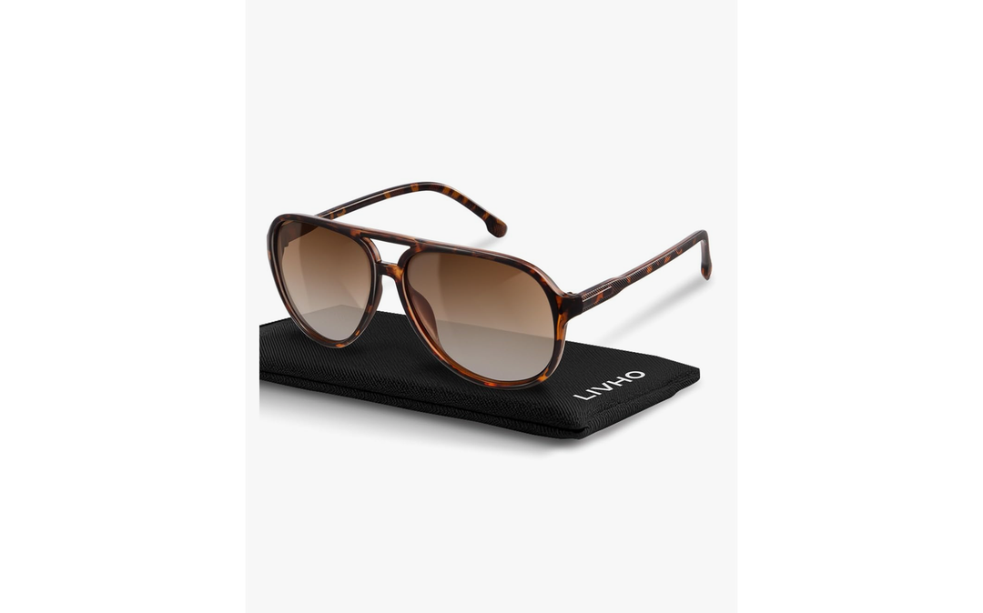 livho Trendy Polarized Aviator Sunglasses Women Men, Retro Sun Glasses for Women Men 2025, Oversized UV Protection Shades
Color: Dark Brown Tortoise/ Brown