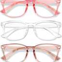 Blue Light Glasses for Woman Men | 99% Blue Light Blocking Glasses for Computer Gaming TV Phone Screen Square Frame | Anti Eyestrain & UV Glare Protection - 5 Pair