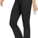 ZOOSIXX Flare Leggings for Women, Crossover High Waisted Black Workout Yoga Pants with Pockets S