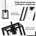 Matte Black Farmhouse Pendant Light Fixtures, Pendant Lights for Kitchen Island, Rectangle Linear Metal Hanging Lighting Fixture Ceiling Mount with Clear Glass Shade E26 Base for Dining Room, 3 Pack